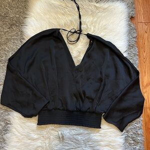 Black Tie Back Blouse